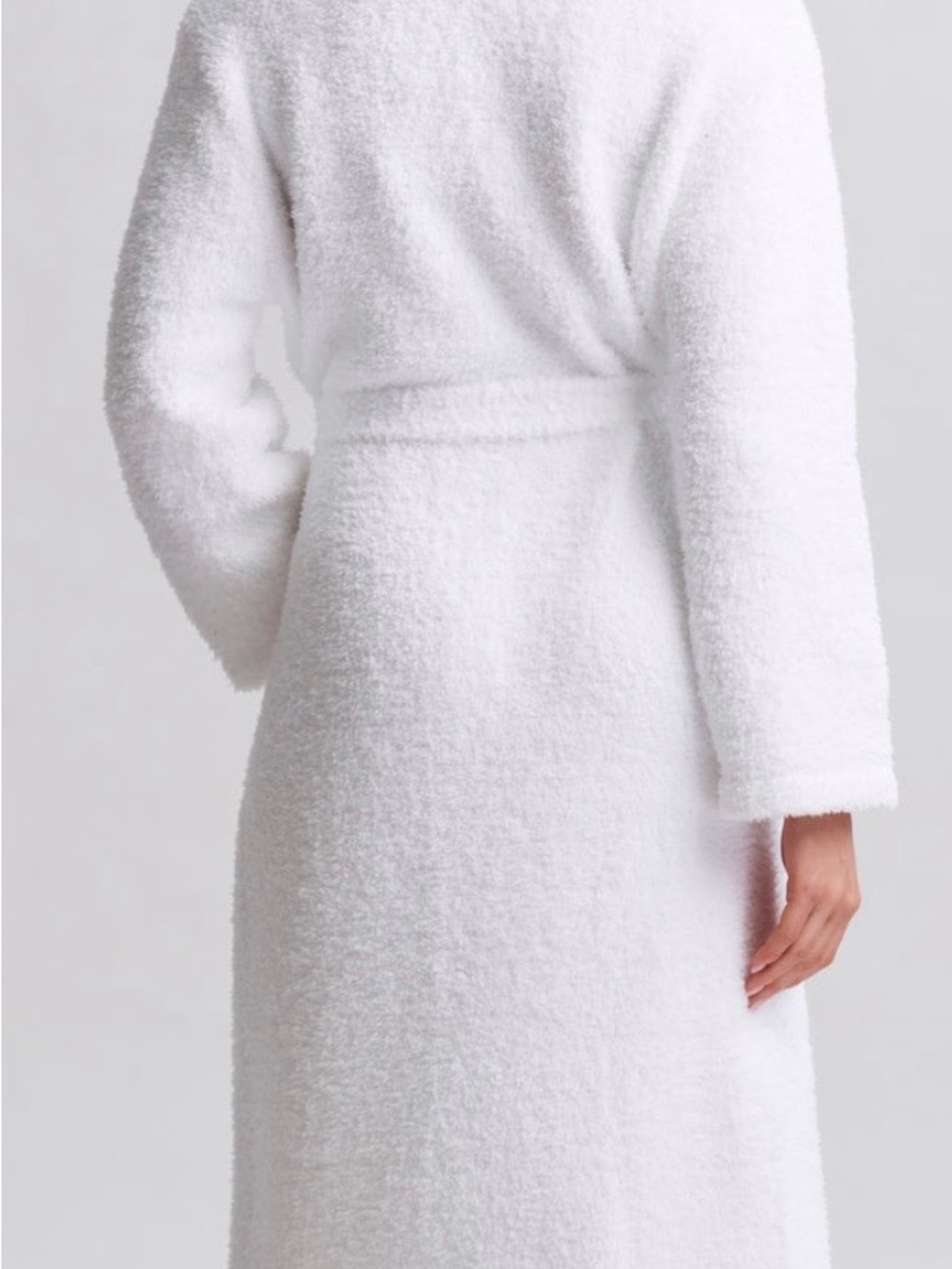 Barefoot Dreams White Plush Bathrobe - Cozy Terry Wrap - Picture 3 of 5
